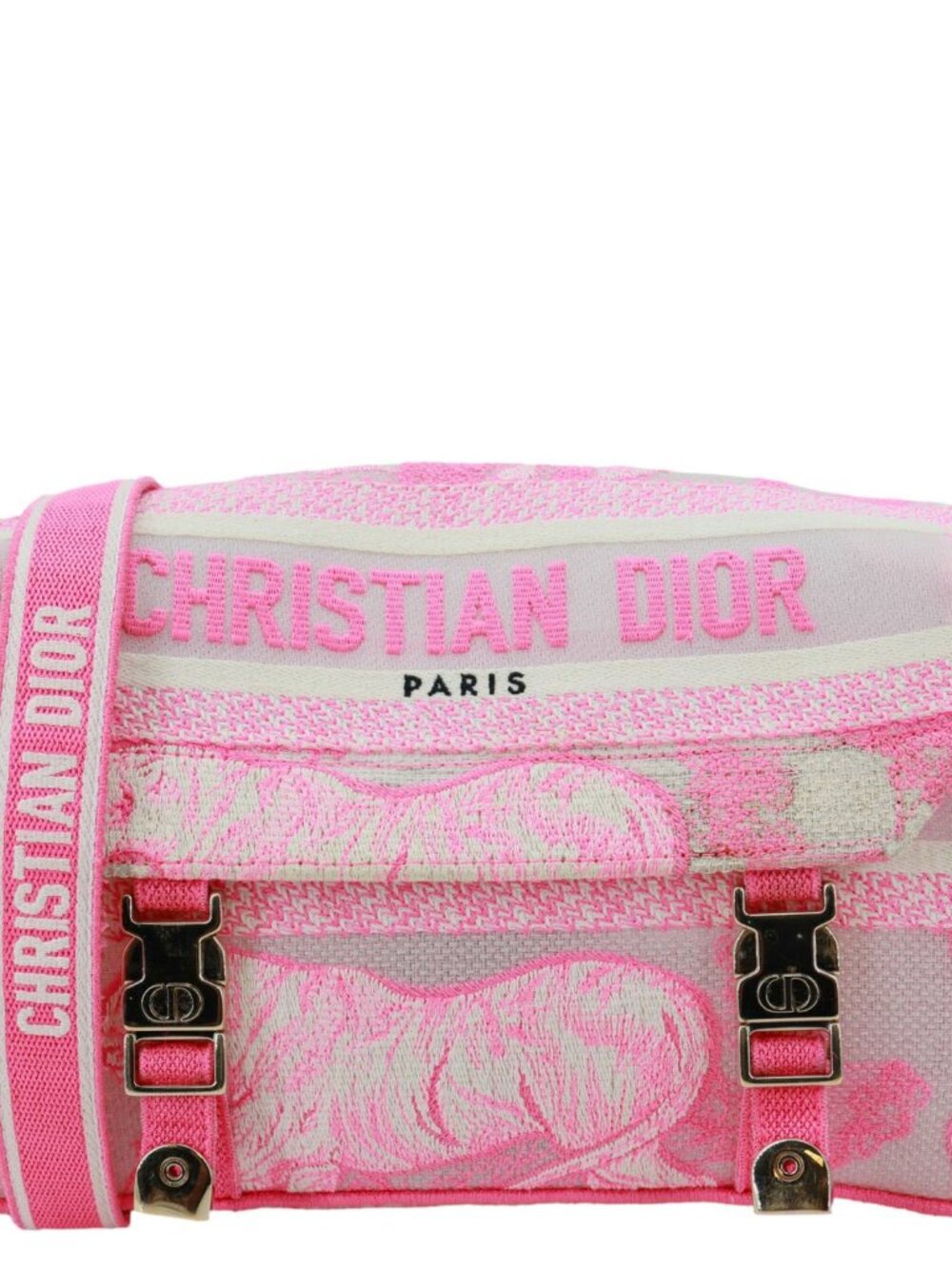 Christian Dior  Diorcamp Toile de Jouy Embroidered Canvas Messenger Bag Pink
